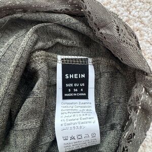 SHEIN Charcoal Lace Accent Blouse